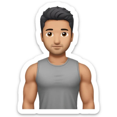 ipretty bratz emoji of vicky kaushal wearing a grey tee, muscular sticker