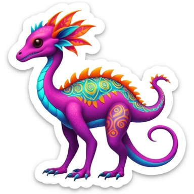 An exotic neon colorful unique bizarre eccentric Fakémon-creature (full body) sticker