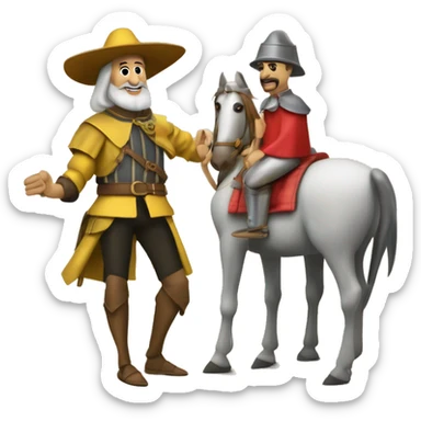 Don Quijote y Sancho llegaron de visita al palacio donde el duque y la duquesa pasaban sus vacaciones, y se les hizo una fiesta de bienvenida sticker
