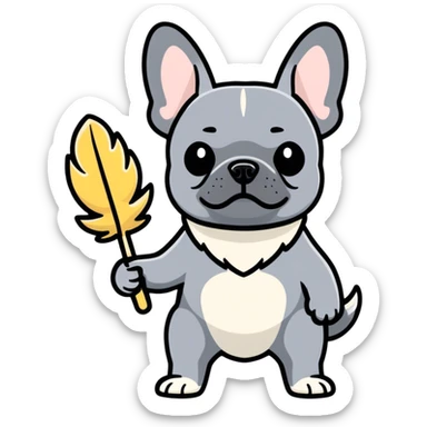 Dark grey French bulldog dusting  sticker