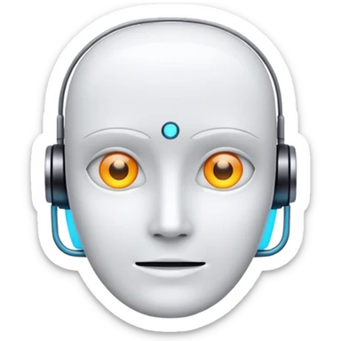 Minimalistic App Icon for AI Call Agent, showing a Showing a icon like AI face, friendly. sticker