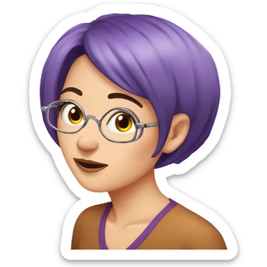 nose ring,European, purple short hair, woman, middle-aged,  sticker