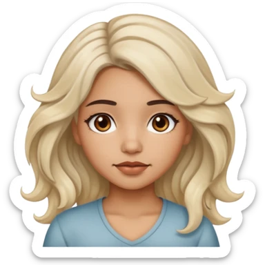 latina girl with bleached wavy hair and brown hair sticker