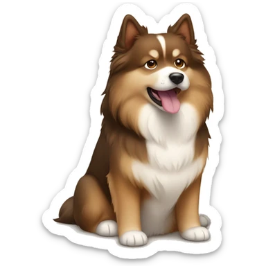 Finnish Lapphund Brown and light brown sitting up sticker