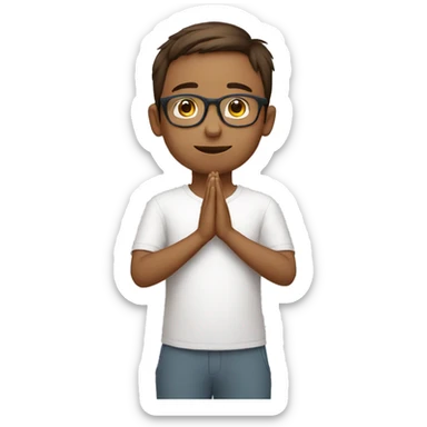 boy doing namaste with wearing specs indian white sticker