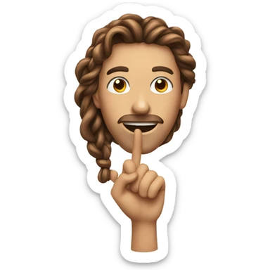 hand with face and long brown hair twisted  sticker