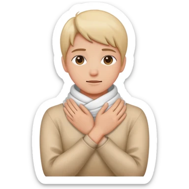 person wrapping hands around neck  sticker