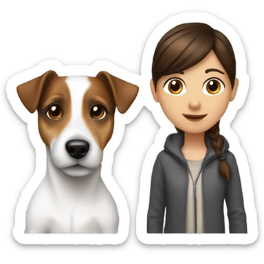 Jack Russell with a brunette girl sticker