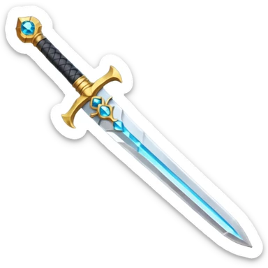 curved-blade sword with a basic, unadorned hilt; the gemstone in the hilt is the only colored element, everything else is neutral, emoji style sticker