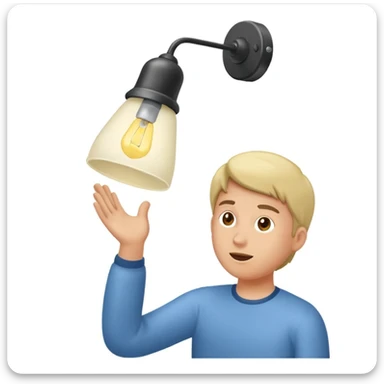 eine Person wird von einer Deckenlampe angestrahlt, Lichtkegel fällt auf sie, dezenter Hintergrund sticker