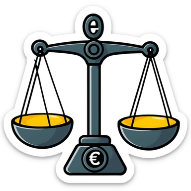 balance scale with euro symbols on the plates sticker
