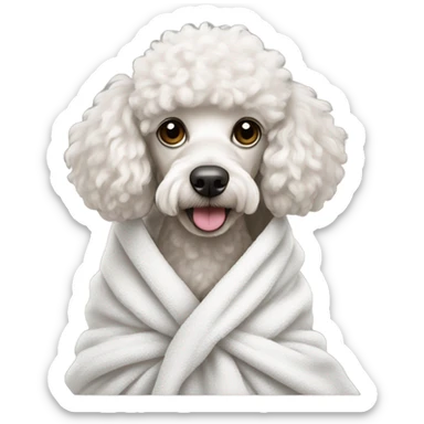 White poodle with a towel wrap  sticker