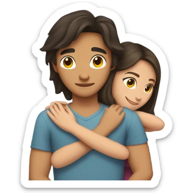 Young Filipino man young brunette woman hug sticker