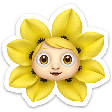 five leaved yellow anemone eyes mouth sticker