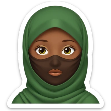 Niqab musli girl chocolate color make the niqab green cover whole face except her eya sticker