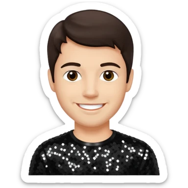 Colin Brittain from Linkin Park with dark brown hair, light skin, black sequin outfit sticker