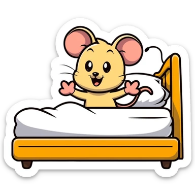Jerry mouse jumping out of bed with a shocked face sticker