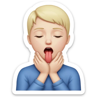 criss cross hands around throat choking self emoji tongue out with eyes shut sticker