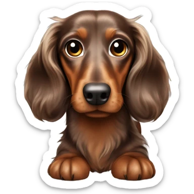 brown dapple long haired Dachshund full body sticker