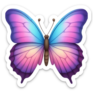 Butterfly with ligh blue pink and purple blended shade wings sticker