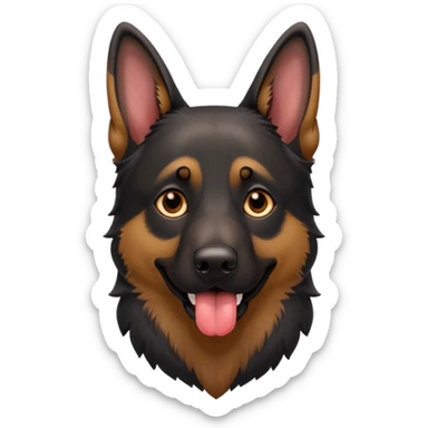 cartoon style dark German Shepherd dog with its tongue hanging out long sticker