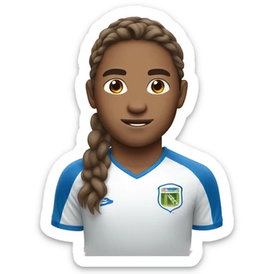 Soccer player with long brown hair and blue eyes sticker