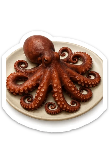 Polpo cucinato su un piatto sticker