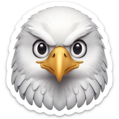 cinematic-cute-american-eagle-portrait-emoji,-head-tilted-playfully-and-inquisitively,-featuring-a-streamlined-form-with-a-subtle-blend-of-dark-and-white-plumage-and-round,-sparkling-eyes-full-of-spirited-charm,-simplified-yet-irresistible sticker