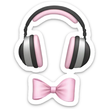 light grey full head headphones with light pink bows on the bit that goes on your ear sticker
