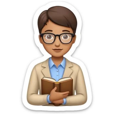 professional teacher with glasses and book sticker