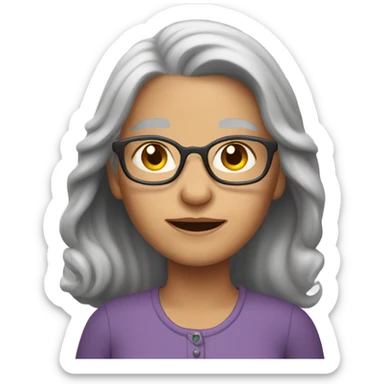 Younger Grandma with longer gray hair no glasses sticker