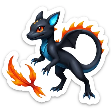 Shiny Salandit-Umbreon-Charmeleon-Fakémon-hybrid-creature (full body)  sticker