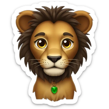 Lion crinière noire fourrure marron yeux verts   sticker