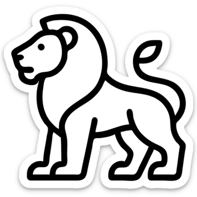 lion icon, outlined style, no fill, strong black lines, minimalist sticker