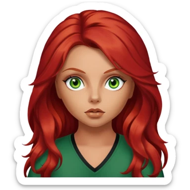 Jesy Nelson green eyes, red long hair sticker