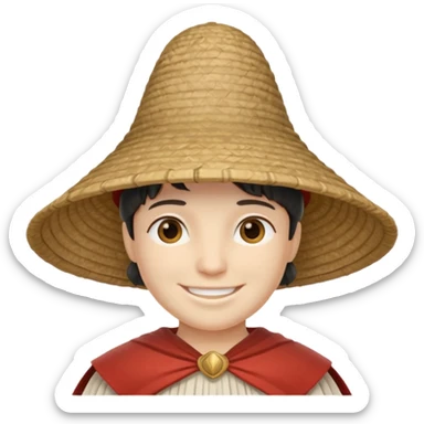 ancient roman conical hat, white, half body sticker