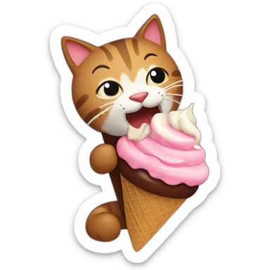 a-cat-eating-chocolate-shaving-icecream sticker