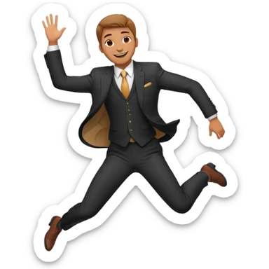 a man in a formal suit jumps with joy sticker