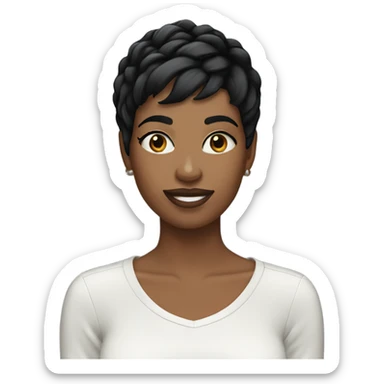 woman pixie cut black hair sticker