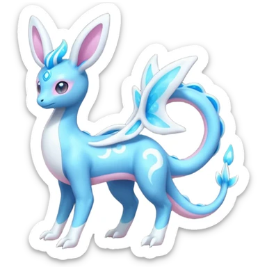 Shiny Sparkly Bioluminescent Glowing Lumineon-Amaura-Dragonair-Sylveon-Fakémon-hybrid-creature (full body)  sticker