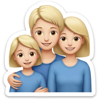 a young boy and a very young girl with their mother sticker