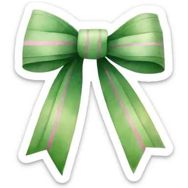 Green Watercolor bow with pink pinstripes sticker