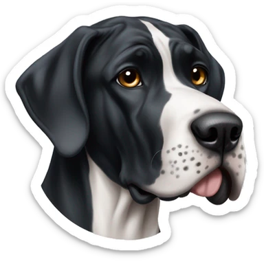 Black and white great dane with cropped ears one blue and brown eye sticker