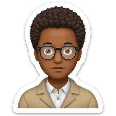 Black guy with short coily hair and glasses sticker