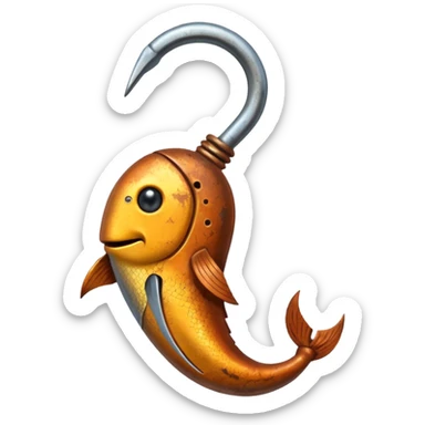 weak rusty fish hook sticker