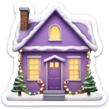 christmas house with lights on and garland light purple sticker