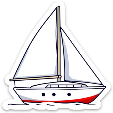 sailboat hull with rudder but no sails attached sticker