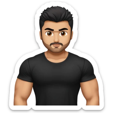 ipretty bratz emoji of arjun kapoor wearing a black tee, muscular sticker