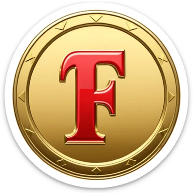 Currency crypto money symbol for the money "Fcoins" letter F, casino coin sticker