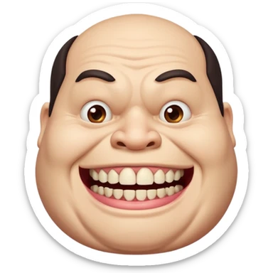 extremely ugly man with big teeth and realistic eyes and a quadruple chin and an extremely fat body sticker